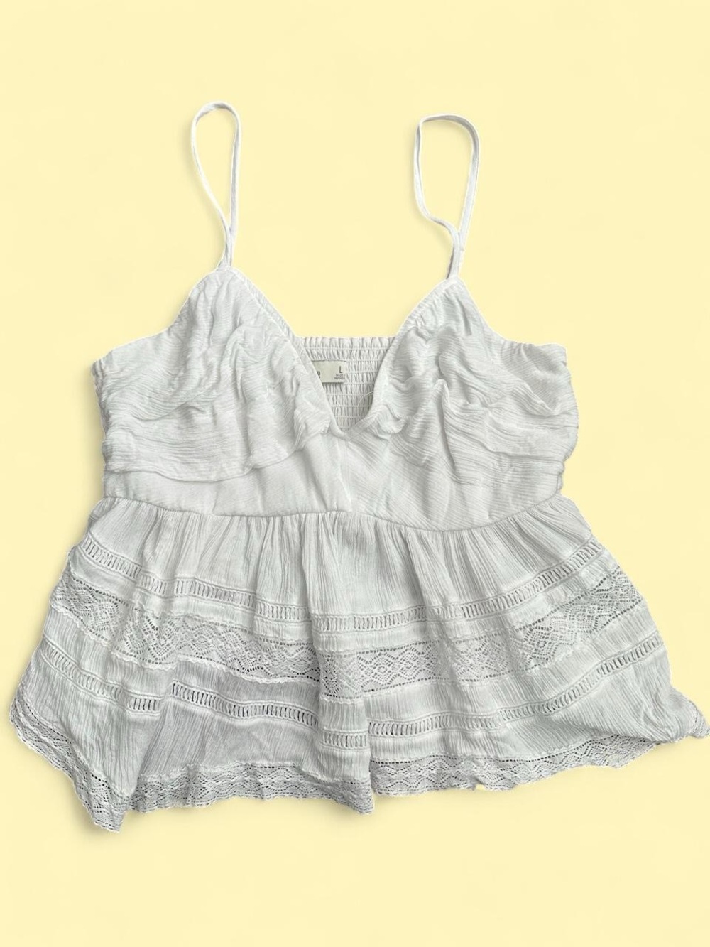 Hollister White Lace-Trim Spaghetti Strap Cami